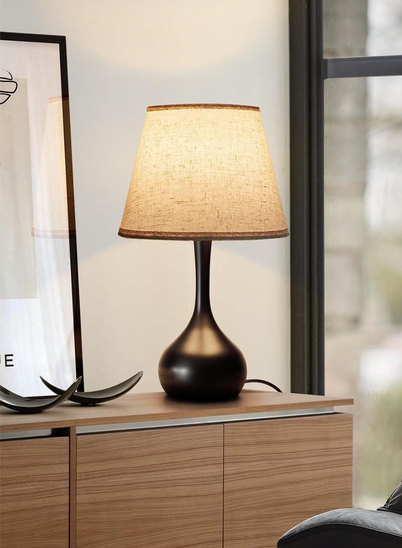 DAI HEART مصباح طاولة، مصباح طاولة بسيط، مصباح طاولة بجانب السرير، إضاءة ليلية، مصباح طاولة إبداعي لغرفة النوم مع غطاء قماشي، قاعدة سوداء، مناسب لغرف النوم، غرف المعيشة، المكاتب، غرف الأطفال، غرف النوم المشتركة. - Image 3